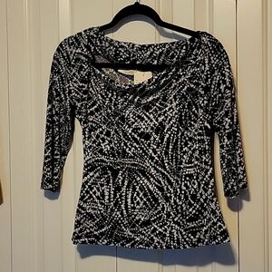 𝅺WORTHINGTON Abstract Scoop Neck Stretch Blouse Meduim Pre-owned